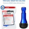 imageCKAuto TR413AC Chrome Rubber Snapin Tire Valve Stems 5 Packblue