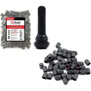 imageCKAuto 100pcs TR414 Rubber Tire Valve Stems with 50 Pcs Black Plastic Valve Stem Caps