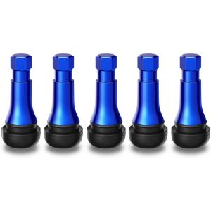 imageCKAuto TR413AC Chrome Rubber Snapin Tire Valve Stems 5 Packblue