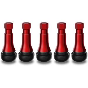 imageCKAuto TR413AC Chrome Rubber Snapin Tire Valve Stems 5 Packred