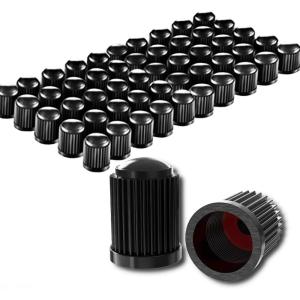 imageCKAuto 50 Pack Tire Valve Caps Plastic Valve Stem Caps with O Rubber Seal Universal Stem Covers for Cars SUVs Bike and Bicycle Trucks Motorcycles Airtight Seal Dust Proof Black 5 Dollar Item