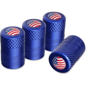 imageCKAuto American Flag Valve Stem Caps Aluminum USA Tire Valve Caps Universal Dust Proof Stem Covers for Cars Trucks Bikes Motorcycles Bicycles Corrosion Resistant 4 PackRedBlueUSA