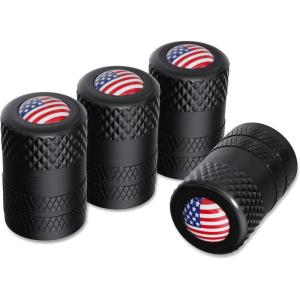 imageCKAuto American Flag Valve Stem Caps Aluminum USA Tire Valve Caps Universal Dust Proof Stem Covers for Cars Trucks Bikes Motorcycles Bicycles Corrosion Resistant 4 PackRedBlackUSA