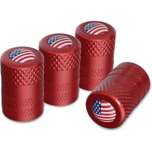 imageCKAuto American Flag Valve Stem Caps Aluminum USA Tire Valve Caps Universal Dust Proof Stem Covers for Cars Trucks Bikes Motorcycles Bicycles Corrosion Resistant 4 PackRedRedUSA