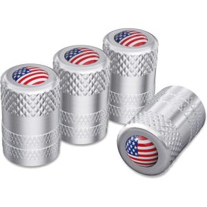 imageCKAuto American Flag Valve Stem Caps Aluminum USA Tire Valve Caps Universal Dust Proof Stem Covers for Cars Trucks Bikes Motorcycles Bicycles Corrosion Resistant 4 PackRedSilverUSA