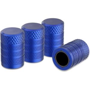 imageCKAuto Tire Valve Stem Caps Black 4 pcsPack Anodized Aluminum Tire Valve Cap Set Corrosion Resistant Universal Stem Covers for Cars Trucks Motorcycles SUVs and BikesBlue