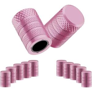 imageCKAuto Tire Valve Stem Caps Silver 10 pcsPack Anodized Aluminum Tire Cap Set Corrosion Resistant Universal Stem Covers for Cars Trucks Motorcycles SUVs and BikesPink