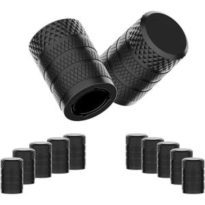 imageCKAuto Tire Valve Stem Caps Silver 10 pcsPack Anodized Aluminum Tire Cap Set Corrosion Resistant Universal Stem Covers for Cars Trucks Motorcycles SUVs and BikesBlack