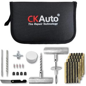 imageCKAuto Universal Tire Repair Kit Heavy Duty Car Emergency Tool Kit for Flat Tire Puncture Repair 36 Pcs Value Pack Tire Plug Kit fit for Autos Cars Motorcycles Trucks RVs etc