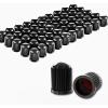 imageCKAuto Black 4 pcs Anodized Aluminum Tire Valve Cap Set with 50 Pcs Black Plastic Valve Stem Caps
