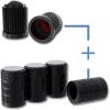 imageCKAuto Black 4 pcs Anodized Aluminum Tire Valve Cap Set with 50 Pcs Black Plastic Valve Stem Caps