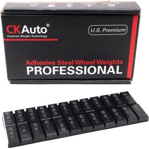 imageCKAuto 12oz Trapezium Adhesive Stick on Wheel WeightsEasyPeel Tape 72ozBox US Quality144pcs Blackblack