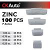 imageCKAuto P Series Zinc Clip on Wheel Weights 075oz 14oz 50PcsBox Fit for Steel Wheel Coated Blackgray