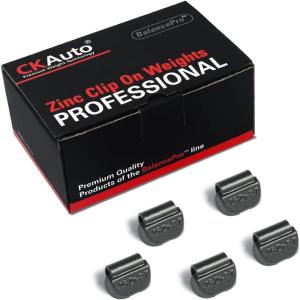 imageCKAuto P Series Zinc Clip on Wheel Weights 075oz 14oz 50PcsBox Fit for Steel Wheel Coated Blackblack