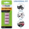 imageCKAuto Tire Valve Stem Caps Cyan 4 pcsPack Anodized Aluminum Tire Valve Cap Set Corrosion Resistant Universal Stem Covers for Cars Trucks Motorcycles SUVs and BikesPink