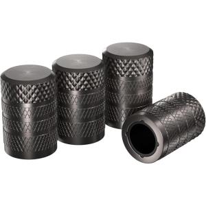 imageCKAuto Tire Valve Stem Caps Cyan 4 pcsPack Anodized Aluminum Tire Valve Cap Set Corrosion Resistant Universal Stem Covers for Cars Trucks Motorcycles SUVs and BikesGrey